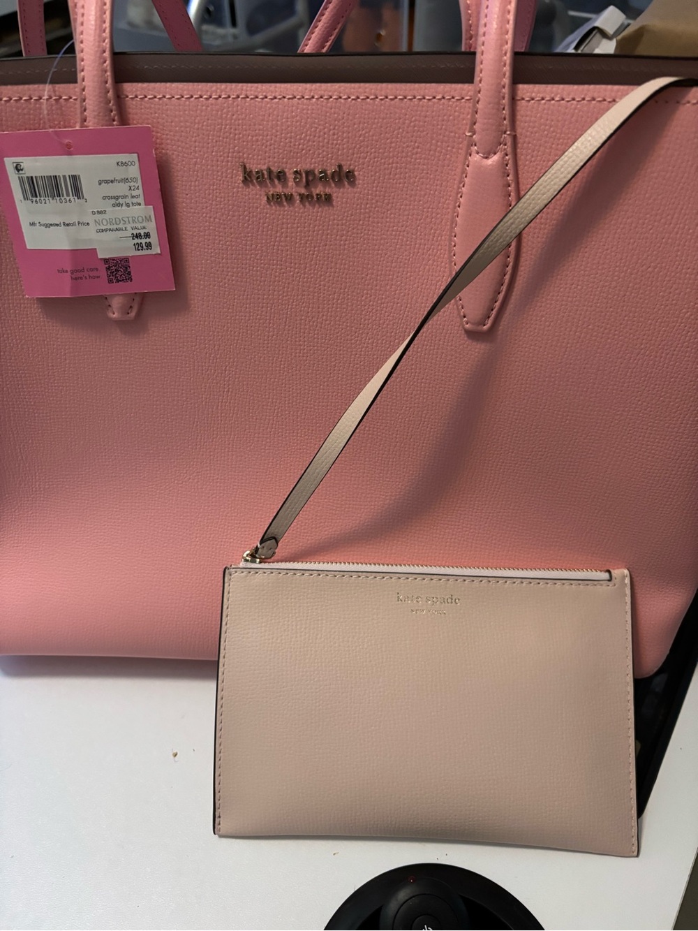 kate spade Pink Tote with Pale Blush Wristlet